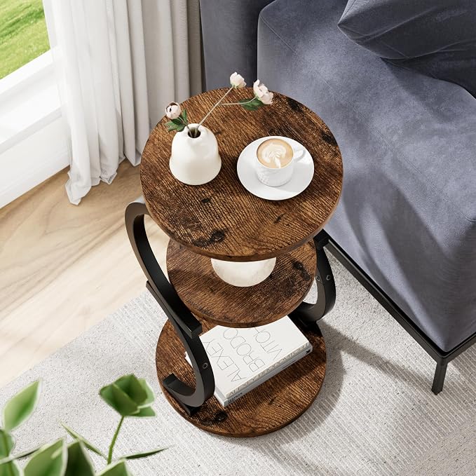 Small Side Table, 3-Tier Round End Table - Image 6