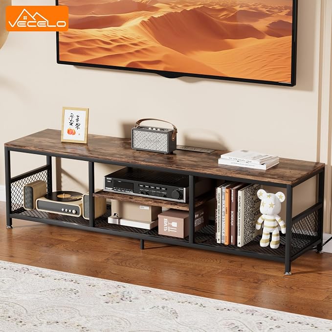 VECELO TV Stand with Power Outlets - Image 2