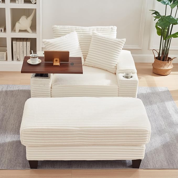 KEIKI Corduroy Storage Armrest Sofa, Single Versatile Seat - Image 4