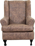KRFOONN Wing Chair Slipcovers 2 Piece Stretch Leather Look Wingback Chair by KRFOONN