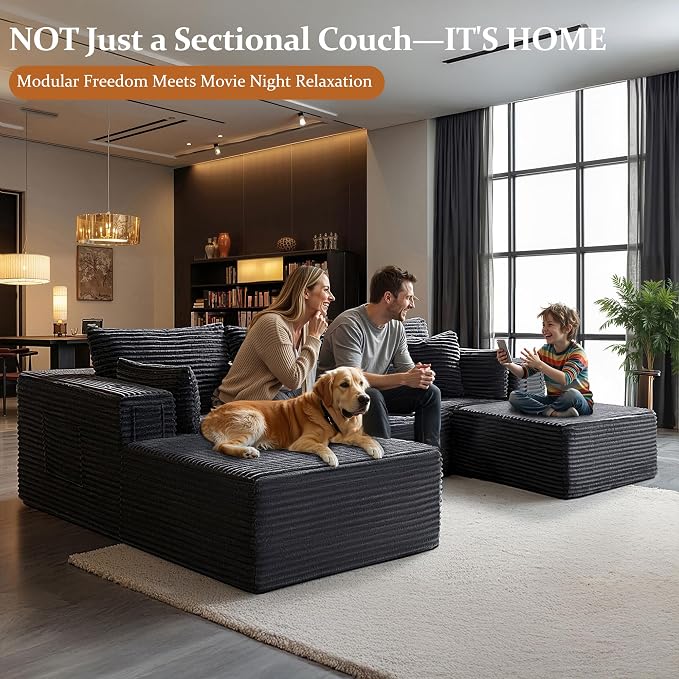 108" Oversized Cloud Sectional Couch, Comfort U Shaped Boneless Couch - Image 3
