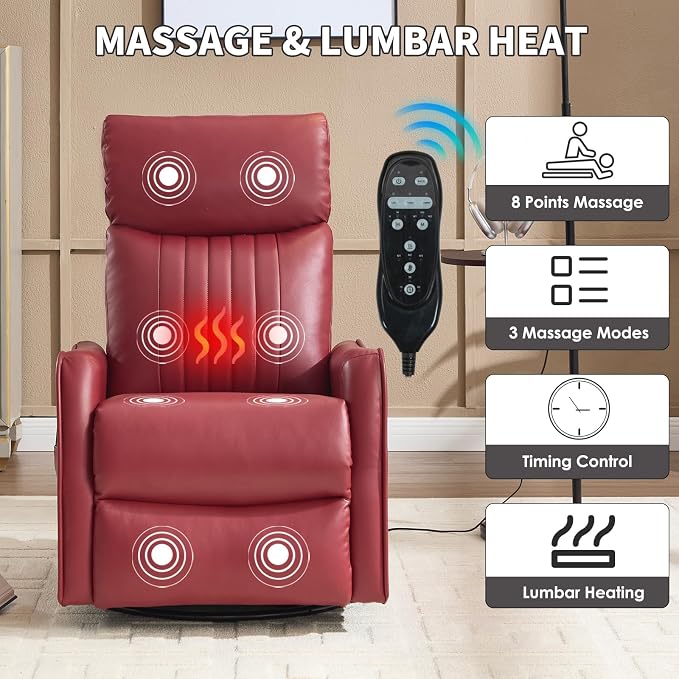 Trustyue Swivel Rocker Recliner Chair, 360° Swivel Recliner - Image 5