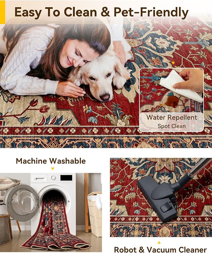 RELEANY Area Rugs 2'x6' Runner Rug Non Slip Washable - Image 6