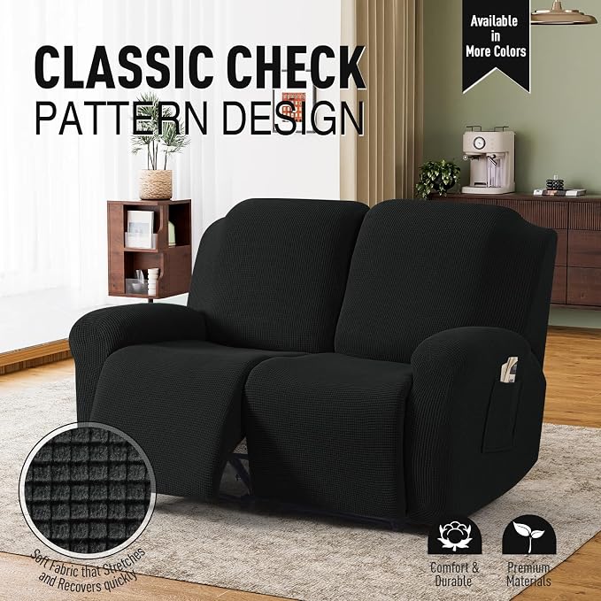 TAOCOCO Recliner Loveseat Slipcover, 6 Pieces Dual Recliner Sofa Covers - Image 2