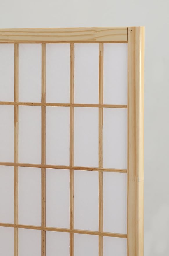 Roundhill Furniture Oriental Shoji 4 Panel Screen Room Divider - Image 3