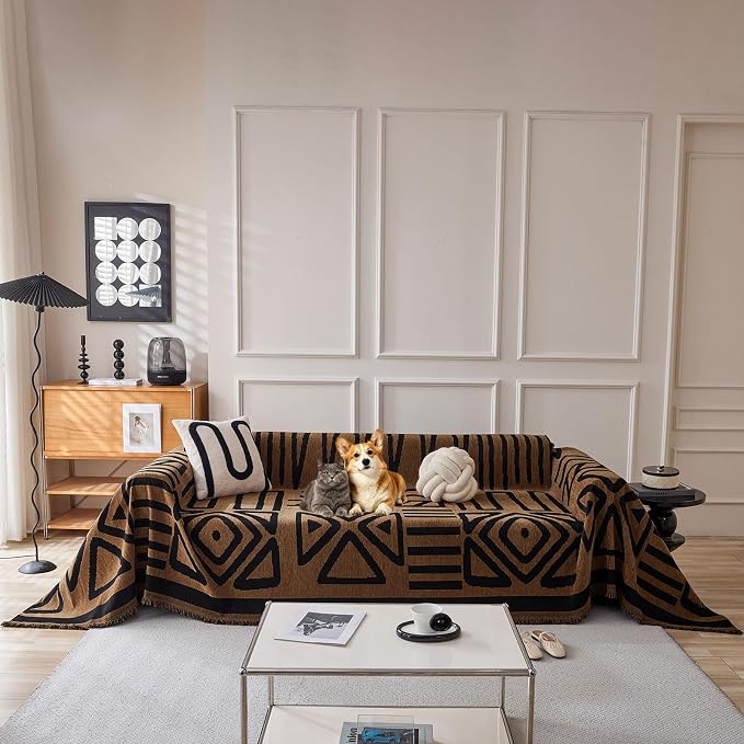 VClife Bohemian Couch Cover for Pet, Lightweight Checkered Couch Covers for 2 by VCLIFE