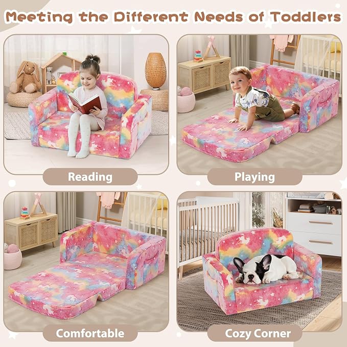 Foryoomi Extra Wide Kids Couch, Kids Sofa, Toddler Sofa, Glow in The Dark - Image 4