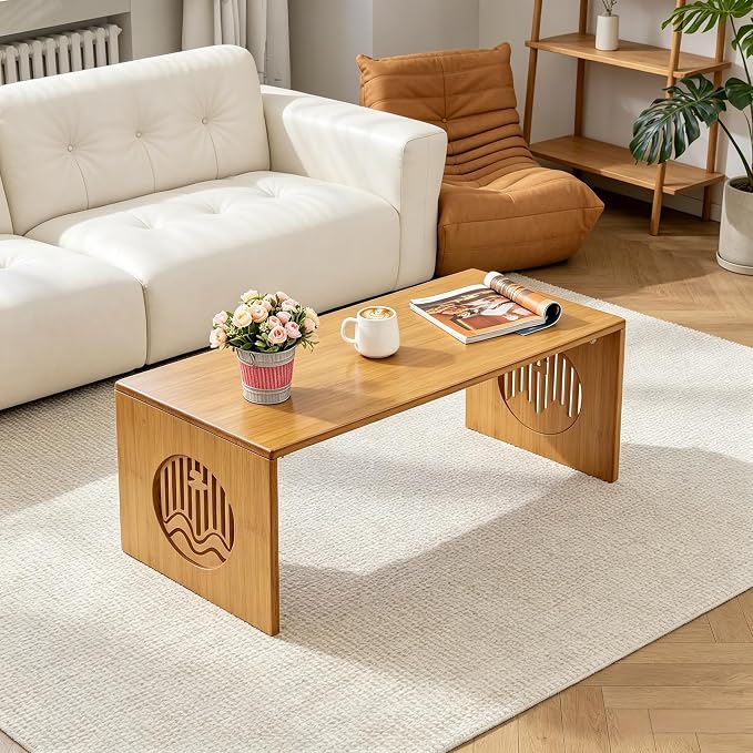 Folding Coffee Table, Japanese Floor Table, Low Bamboo Desk - Image 3