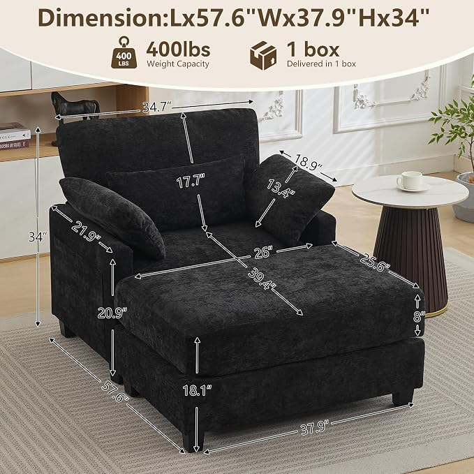 WUTUTUEE 57.5" Oversized Chaise Lounge - Image 2