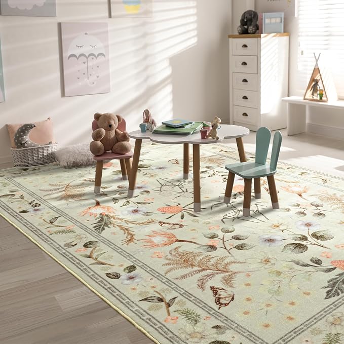 Area Rugs for Living Room, 6x9 Washable Vintage Rug for Bedroom, Non-Slip - Image 5