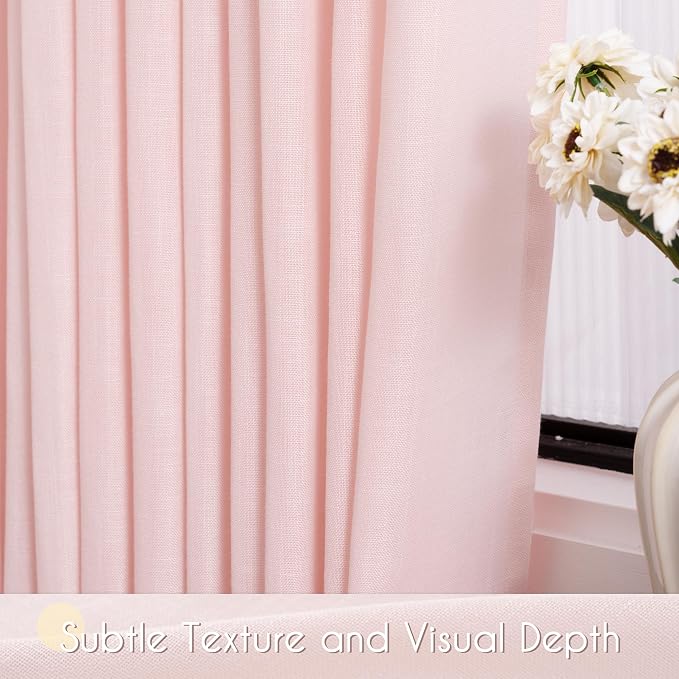 Blush Pink Semi Sheer Linen Curtains - Image 4