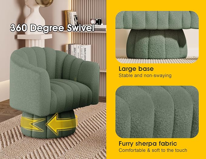 Dewhut Swivel Accent Chair, 360° Swivel Barrel Chair - Image 6