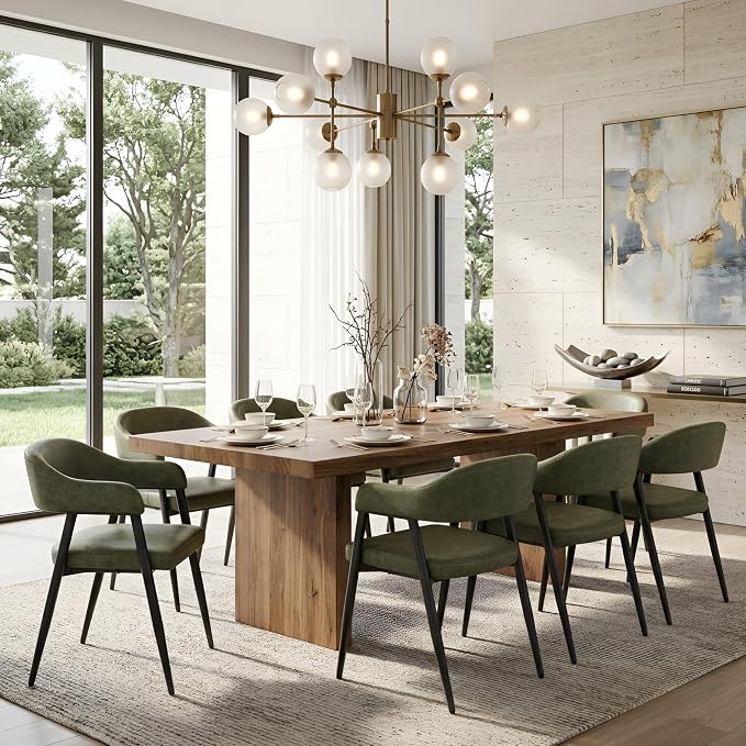 HNY Modern Dining Room Arm Chairs Set of 6, Open-Back Kitchen Side Chairs - Image 8
