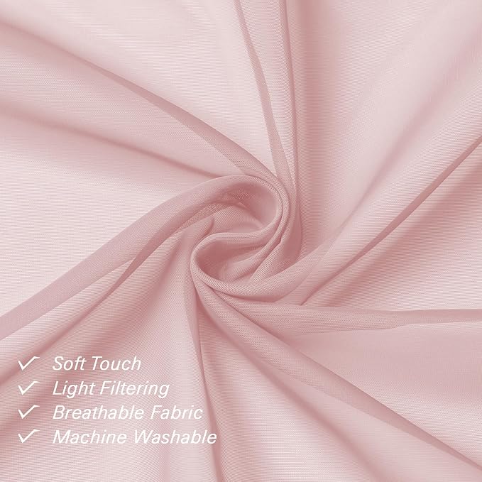 Lecloud Blush Pink Sheer Curtains 78 Inches Long 2 Panels, Modern Airy Voile - Image 5