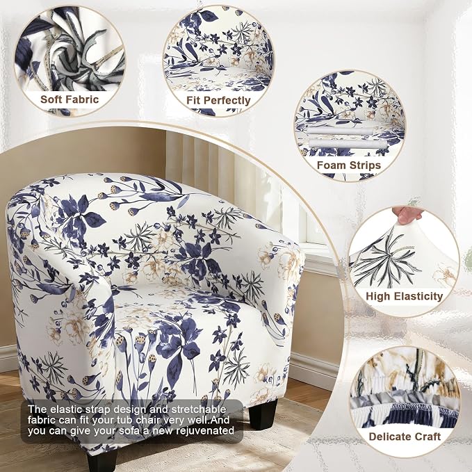 SearchI Club Chair Slipcover Stretch Barrel Chair Covers Printed Tub Chair - Image 3