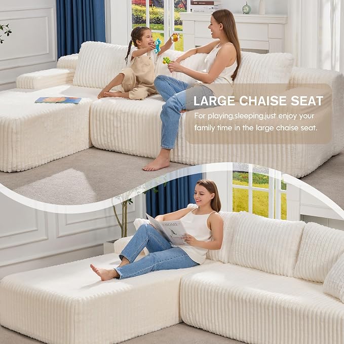 Hobestluk Modular Sectional Sofa Couches L-Shape Couch 3 Seat Modular Sofa - Image 4