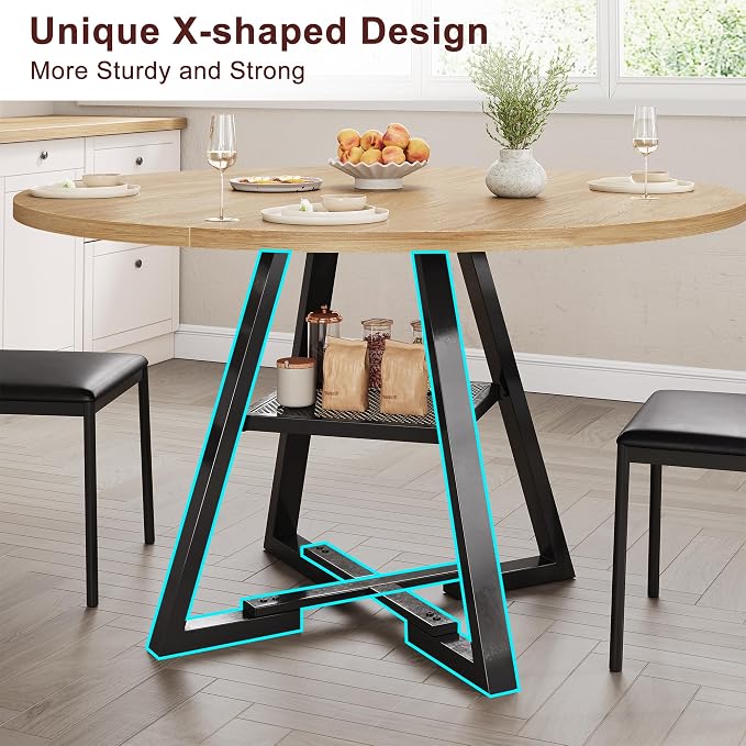 Jocoevol Round Dining Table, Kitchen Dining Room Circle Dinner Pedestal Table - Image 5
