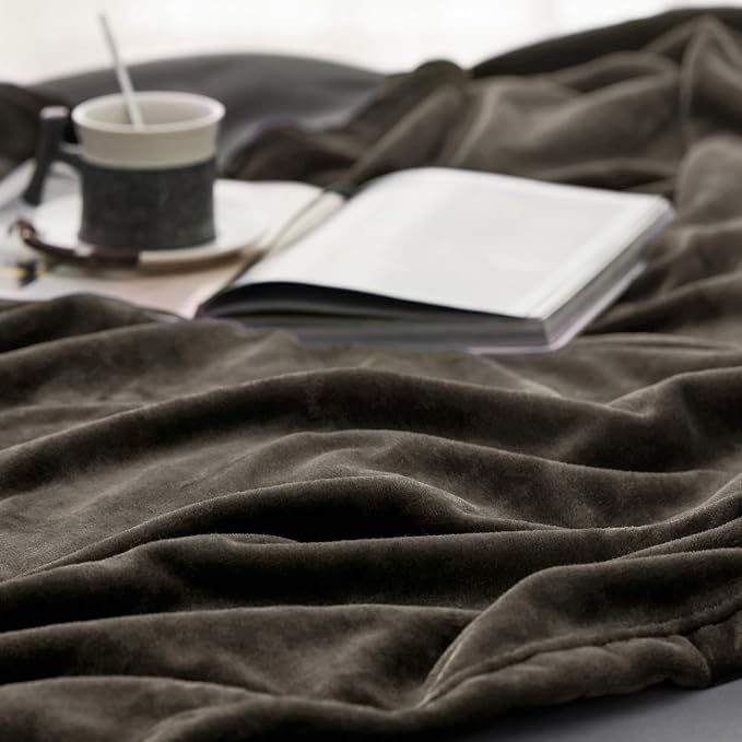Bedsure GentleSoft Fleece Throw XL Blanket Brown - Image 4