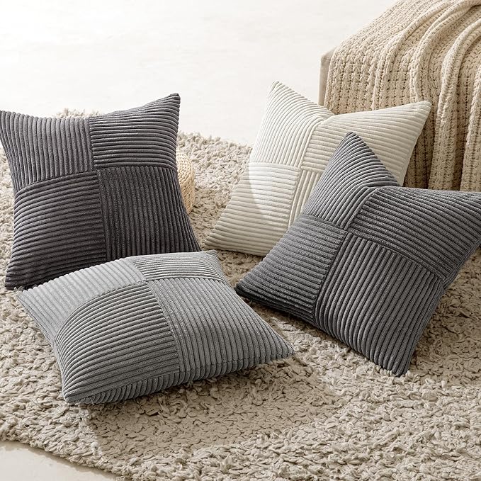 MIULEE Neutral Grey Decorative Throw Pillow Covers 20x20 Inch Set of 4 Modern - Image 3
