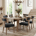 HNY Mid Century Modern Dining Chairs Set of 6, Farmhouse Linen Fabric by HNY