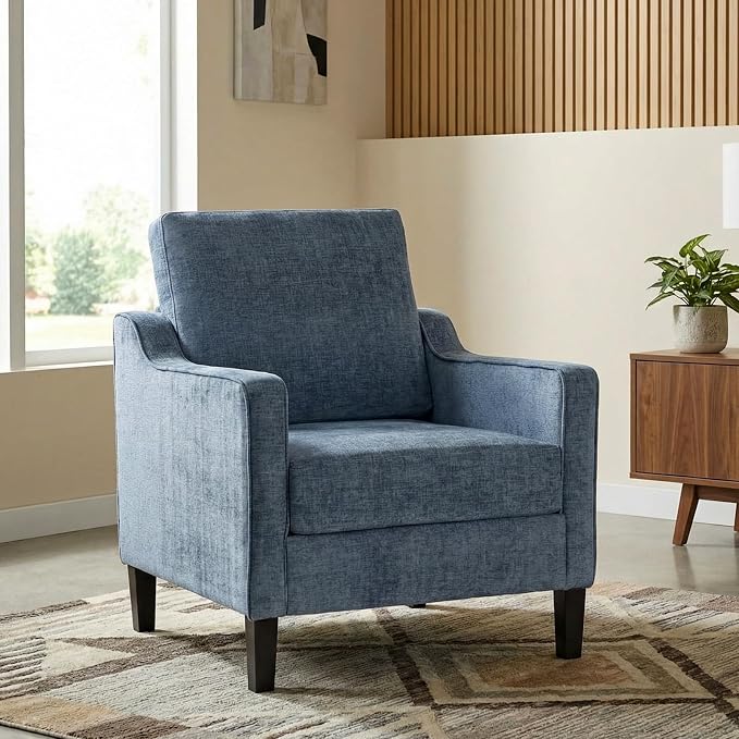 TLSUNNY Mid-Century Accent Chair, Modern Upholstered Chenille Armchair & Padded by TLSUNNY