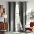 RYB HOME 100% Blackout Linen Textured Curtains 90 inches Long, Thermal by RYBHOME
