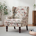 HUIMO Printed Wingback Accent Chair, Linen Upholstered High Back Armchair by HUIMO