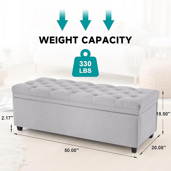 Mangodan 50" Storage Ottoman Bench, Tufted Ottoman - Image 2