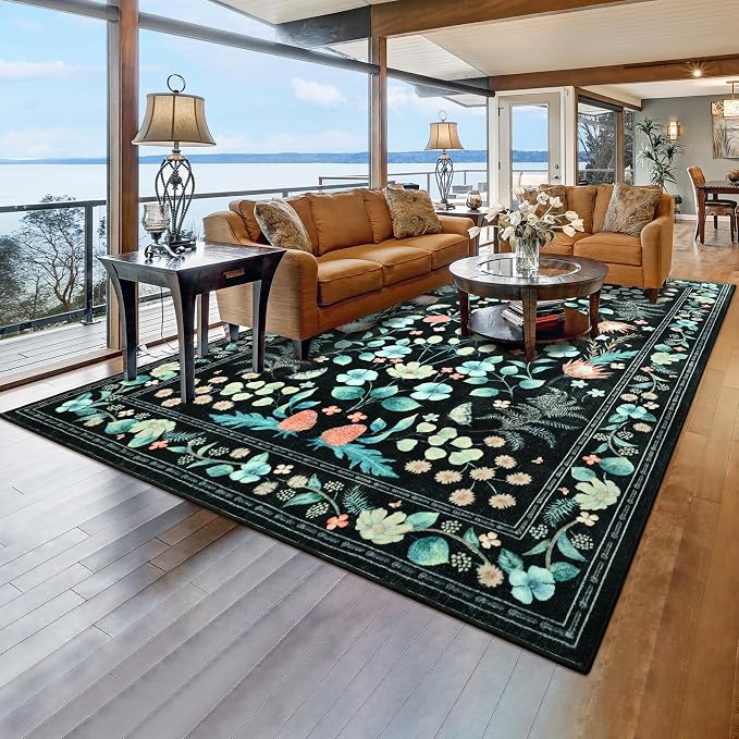 Area Rugs for Living Room, 6x9 Washable Vintage Rug for Bedroom, Non-Slip by Rtizon