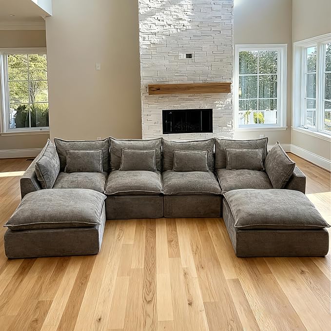 Boneless Couch Sectional Cloud Couch 130'' Oversized Modular Sectional Sofa - Image 7
