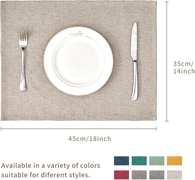 BALCONY & FALCON Placemats Set of 4 Faux Linen Cloth Place Mats Washable - Image 3