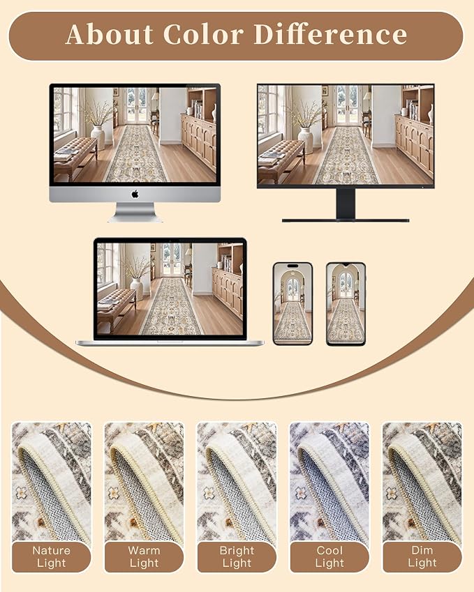 Madane Runner Rug 2'6''x8' Kitchen Runner, Hallway Runner Printed Vintage - Image 9
