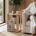 Wood Side Table, Tool-Free Mortise and Tenon Boho Japandi Night Stand, Light by monohomi
