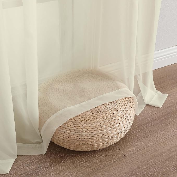 OWENIE Sheer Cream Curtains 108 Inches Long - Image 8