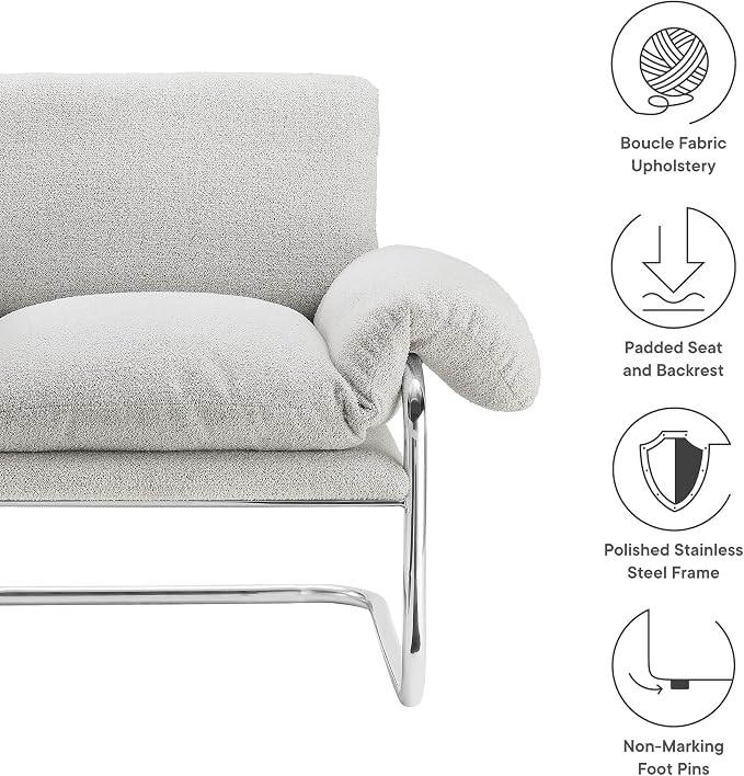 Modway Ansel Boucle Accent Chair in Newsprint - Image 4