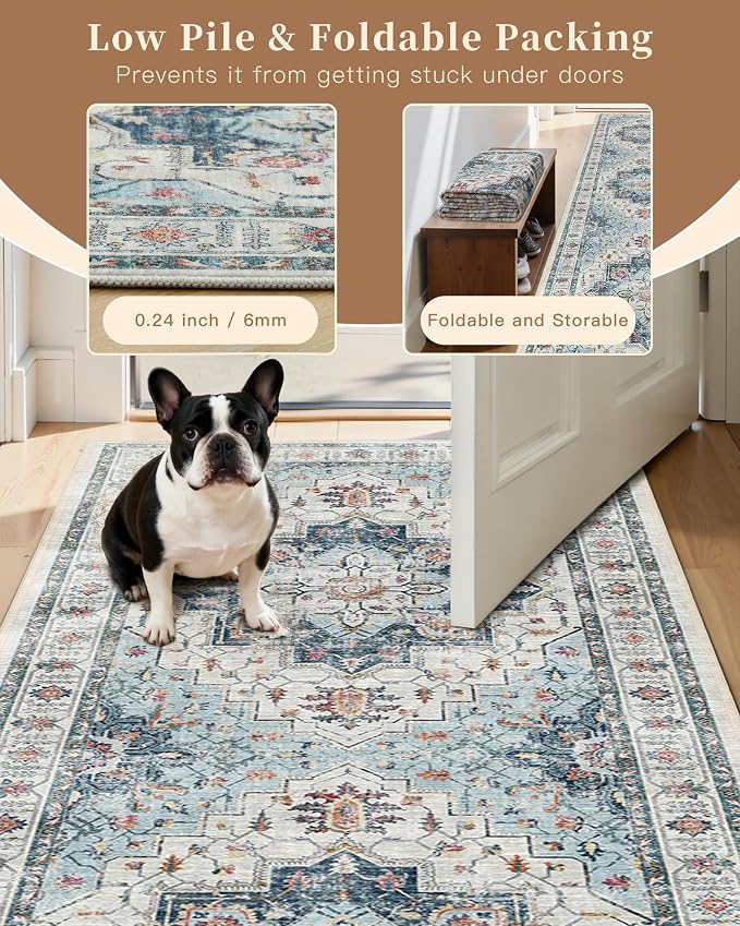 Madane Hallway Runner Rug 2'6''x12' Kitchen Runner, Non Slip Vintage Runners - Image 7