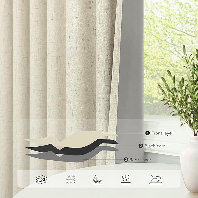 Pitalk Black Out 96 Inch Long Boho Curtains 2 Panel Set Farmhouse Curtain - Image 5