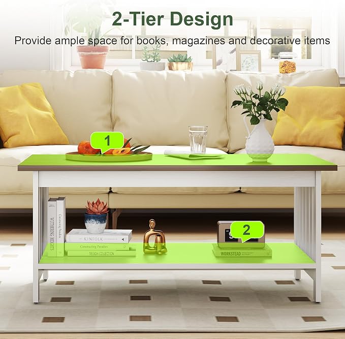 YOSHOOT 39.4" Farmhouse Coffee Table - Image 4