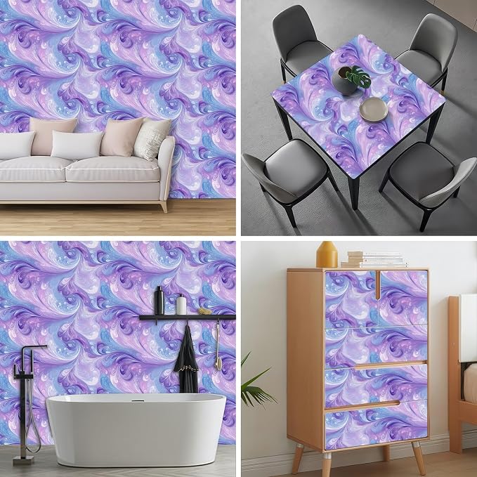 HOMETITUTE Purple Blue Marble Swirl Pattern Wallpaper Peel and Stick Contact - Image 8