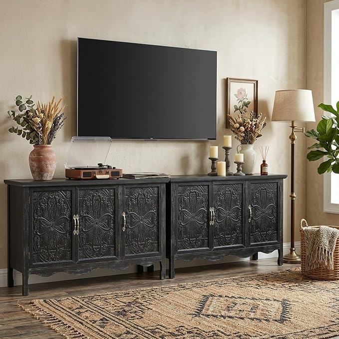 RoyalCraft Buffet Cabinet with Storage, Vintage Solid Wood Sideboard with 3 - Image 8