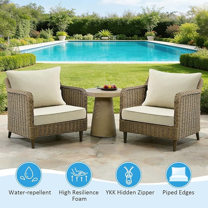 Outdoor Deep Seat & Back Cushion Set, 24 x 24 Inch Water Repellent and Fade - Image 3
