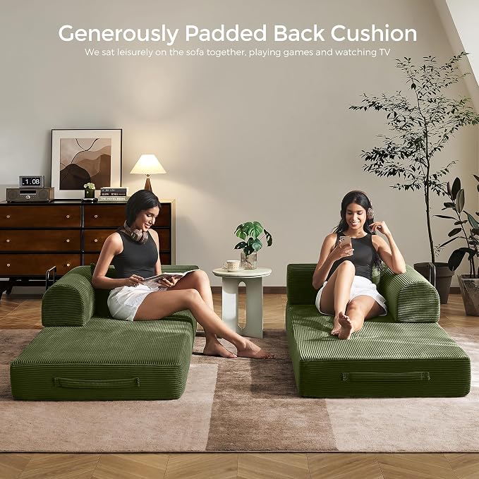 79" Convertible Sofa Bed with Fixed-Shape Frame & Removable Armrests, Modular - Image 2