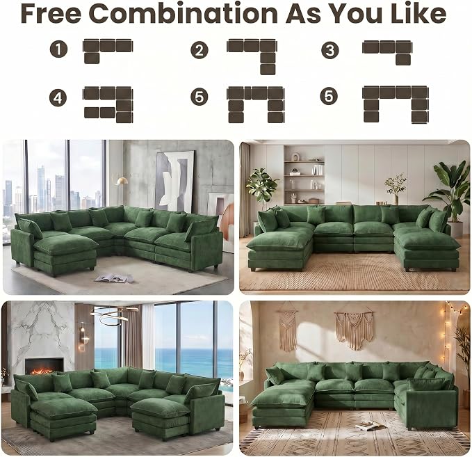 111.4" V-Shaped Corner Couch Sectional｜5 Seat Customizable Modular Cloud - Image 3
