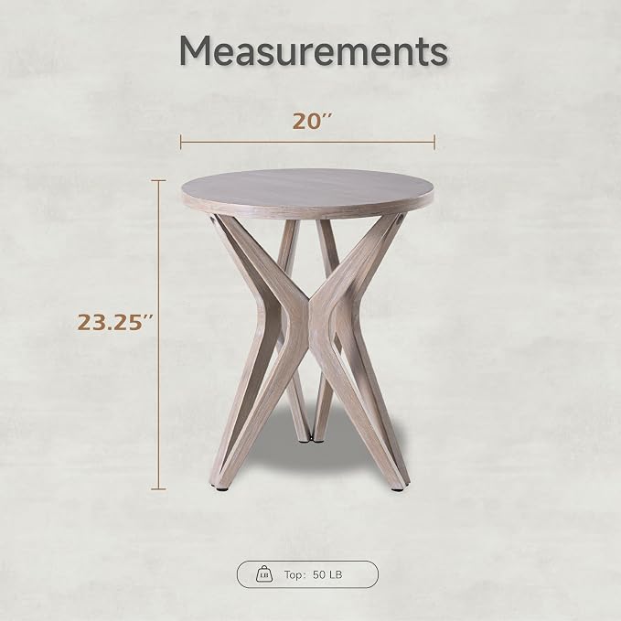 Pedestal Farmhouse End Table Set of 2, Distressed Top - Image 3