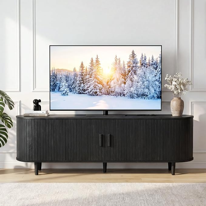 65" Mid Century Modern TV Stand, Wood TV Consoles by Unknown
