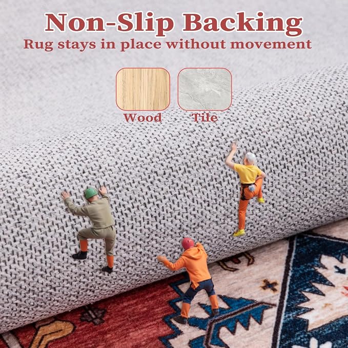 SERISSA Boho Rugs for Entryway, 2x3 Rust Entryway Rug Non-Slip Washable Small - Image 5