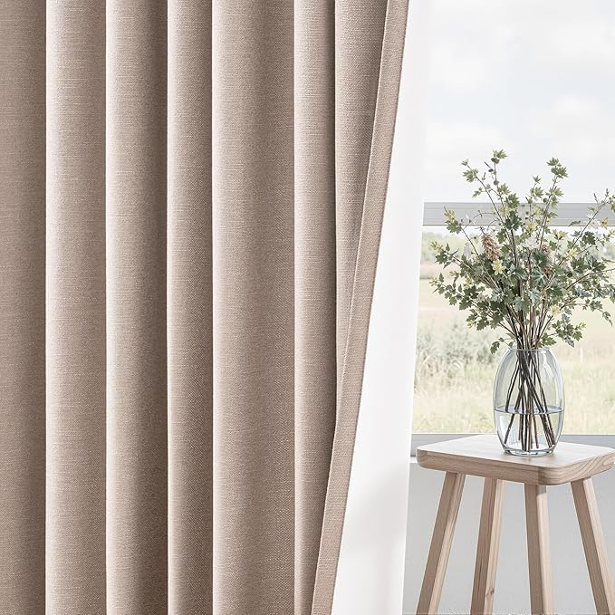 Topfinel 92 inch Long Blackout Curtains 2 Panels Set Neutral Beige Window - Image 6