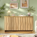 Fluted Cabinet with 3D Ripple Doors, 57.9" W Storage Cabinet with Adjustable by FiveWillowise