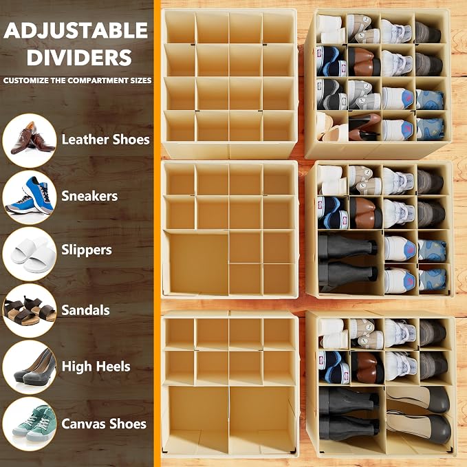 SpaceAid Shoe Organizer for Closet, 2 Pack Foldable Shoe Storage Containers - Image 3