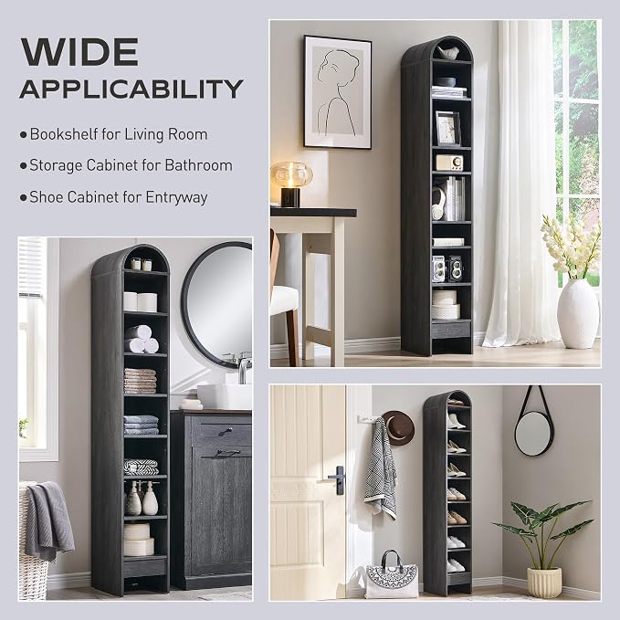 IFGET 67" Tall Arched Bookshelf, 8 Tiers Arch Bookcase - Image 5